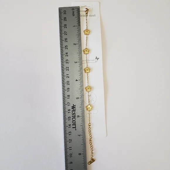 Stainless Steel Hot Gold Plated Clover Charm Bracelet Luxury - Picture 2 of 7